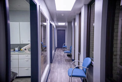 hallway leading to the dental exam rooms at All Smiles Dental